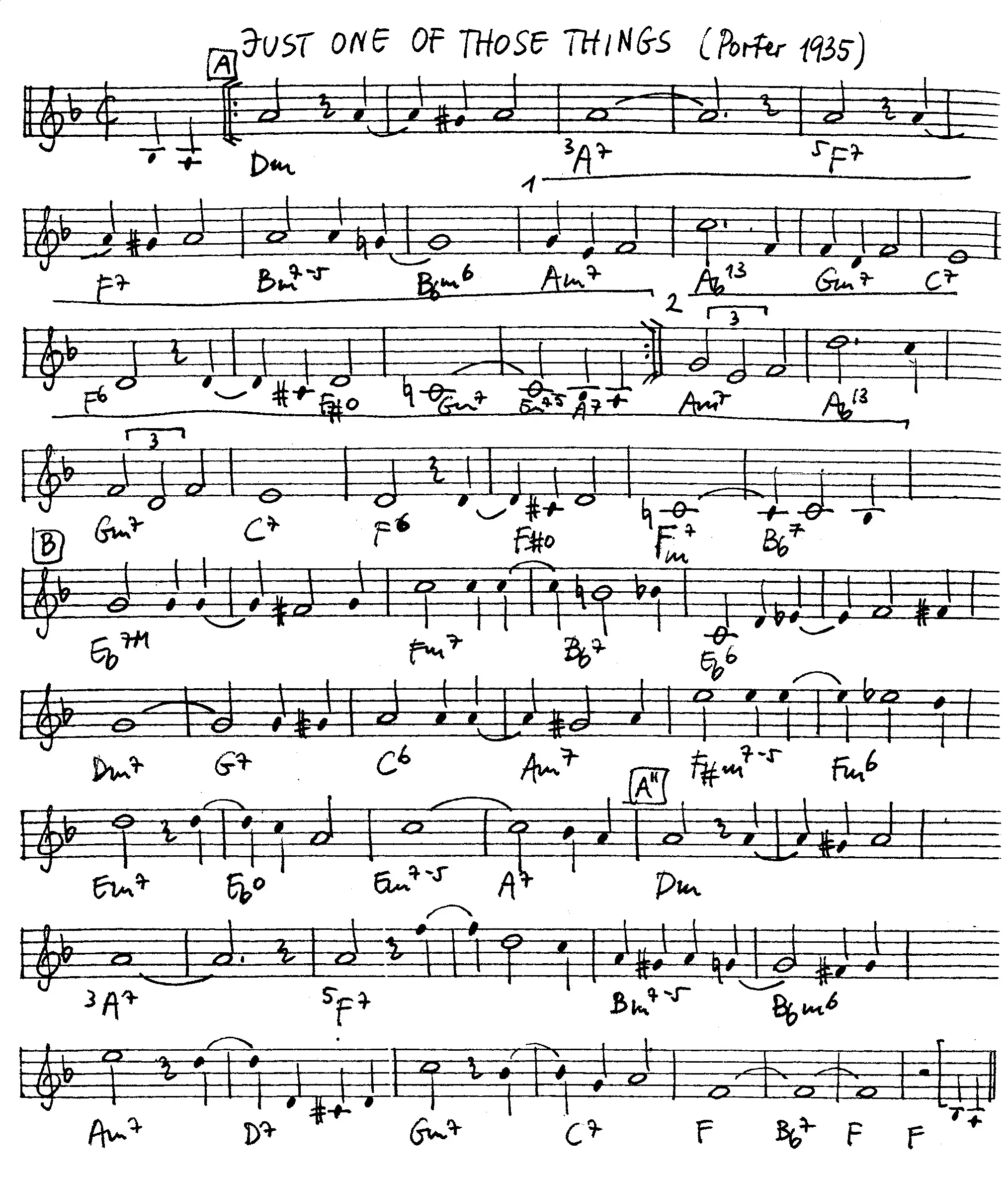 just one of those things free jazz leadsheet - Courtesy of the Jungle Jazz Band